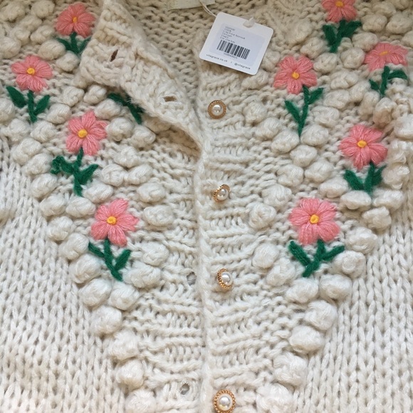 Vita Grace Floral Appliqu Cardigan Nwt 